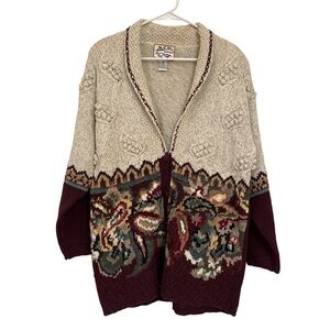 HEIRLOOM COLLECTIBLES Cotton Granny-Core Women’s Floral Knit Cardigan Sz Medium